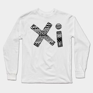 Xi Letter Doodle Pattern Long Sleeve T-Shirt